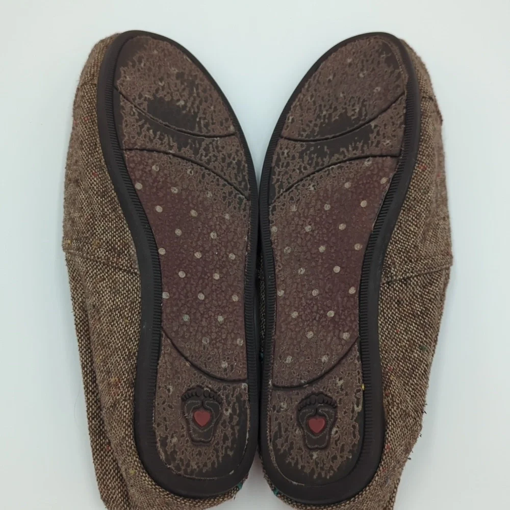 Skechers Bobs Women's Floral Embroidered Slip-On Shoes Flat Tweed 10 Brown Red